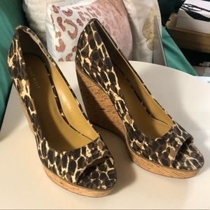 Nine West Wildthing Leopard Wedge Size 10
